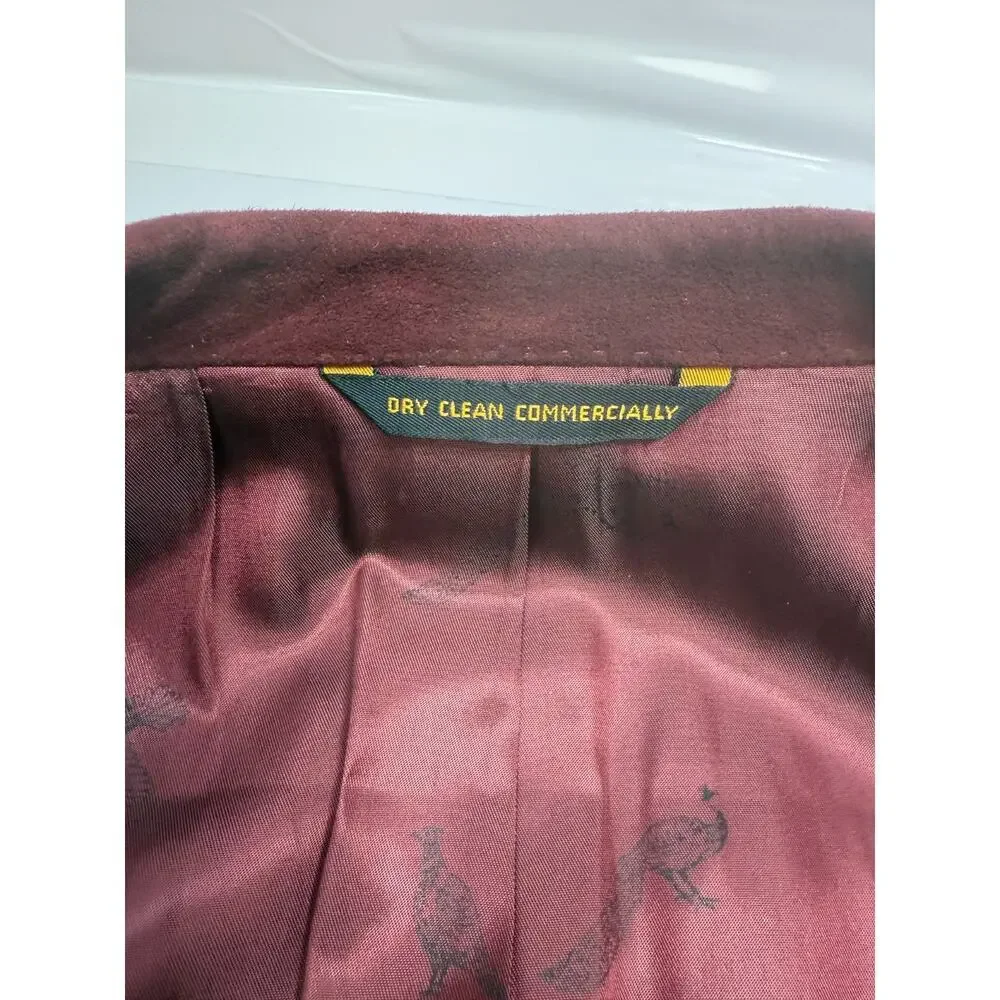 Vintage Burgundy Suede Look Blazer Retro Preppy Tailored Jacket Kingsridge